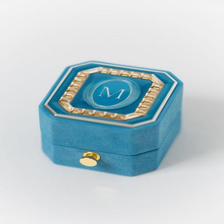 Suede octagon ring box grand lock crystals