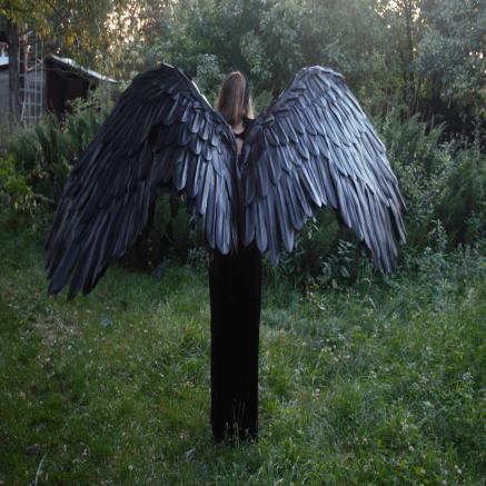 Large waving/movable crow Black wings Cosplay Costume